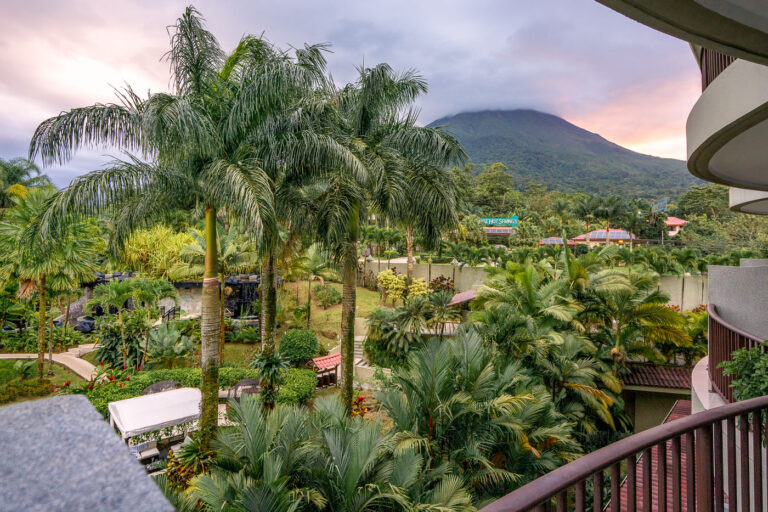 Arenal Volcano as seen from Royal Corin Thermal Water and Spa Resort in Costa Rica.