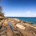 The shore of Jobo Bay in Costa Rica on a beautiful sunny morning.