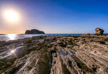 Sun shining over Jobo Bay in Guantacaste Costa Rica.