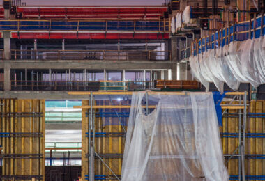 The cosntruction of an airport parking ramp at the Minneapolis-St. Paul airport.