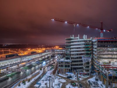 Tower Crane Over Night Construction at MSP Airport
