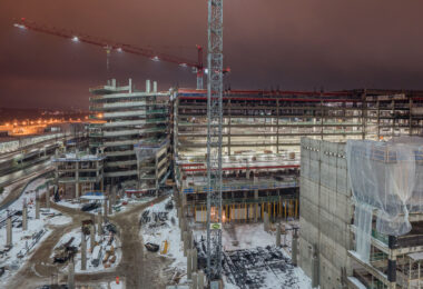 A parking garage under construction at the Minneapolis-St. Paul airport.
