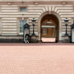 Buckingham Palace and a guard in London.