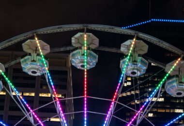 A ferris wheel set up in downtown Minneapolis during the 2019 NCAA Final Four basketball tournament.