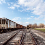 Freight train on the tracks in Mason City, IA.
