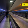 Walkways at Heathrow Airport in London, United Kingdom.