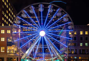 A ferris wheel set up in downtown Minneapolis during the 2019 NCAA Final Four basketball tournament.