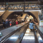 The escalator at the London Bridge Train Station in London in April 2019.