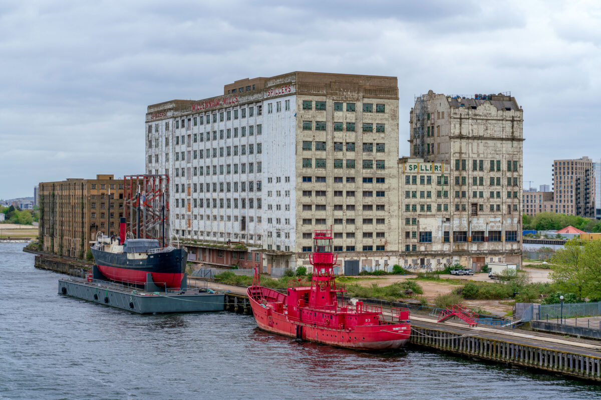 Millennium Mills and Trinity House Lightship 93, Royal Docks