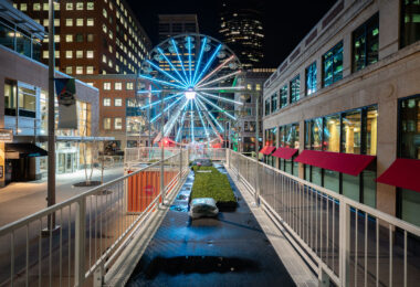 A ferris wheel set up in downtown Minneapolis during the 2019 NCAA Final Four basketball tournament.