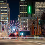 A ferris wheel set up in downtown Minneapolis during the 2019 NCAA Final Four basketball tournament.