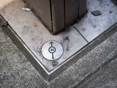 London North Alignment Marker in Pavement