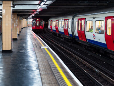 London Underground trains at Piccadilly Circus Station