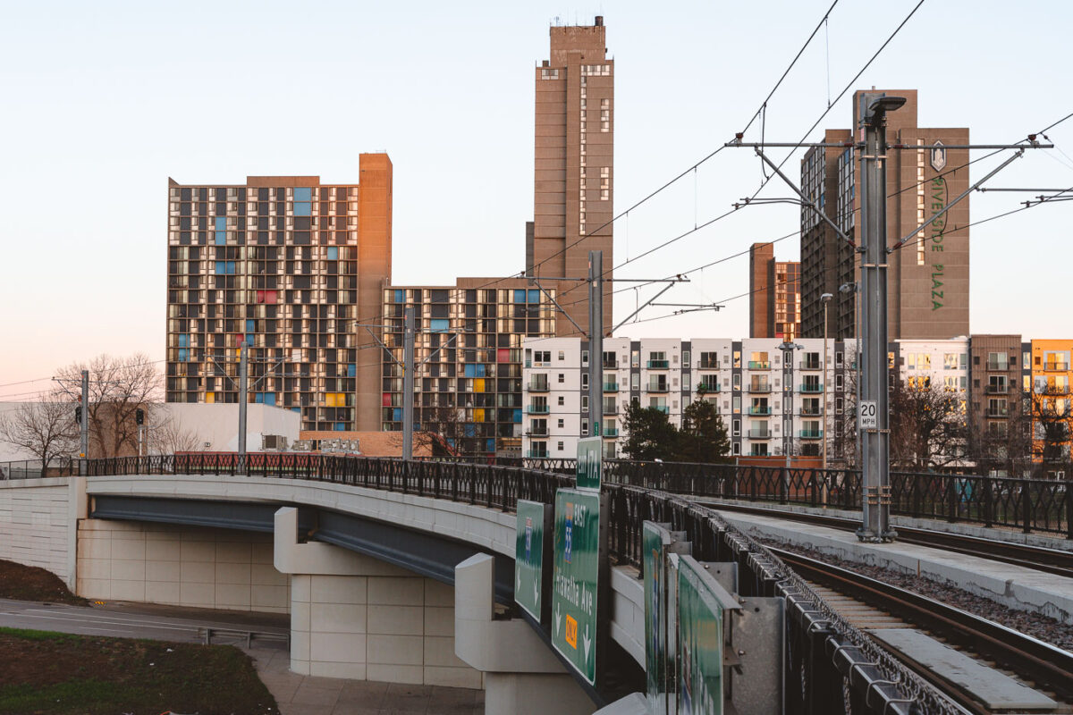 Riverside Plaza from the Light Rail Overpass