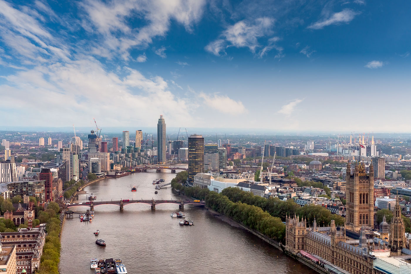 Thames River Skyline with Westminster and Vauxhall Developments