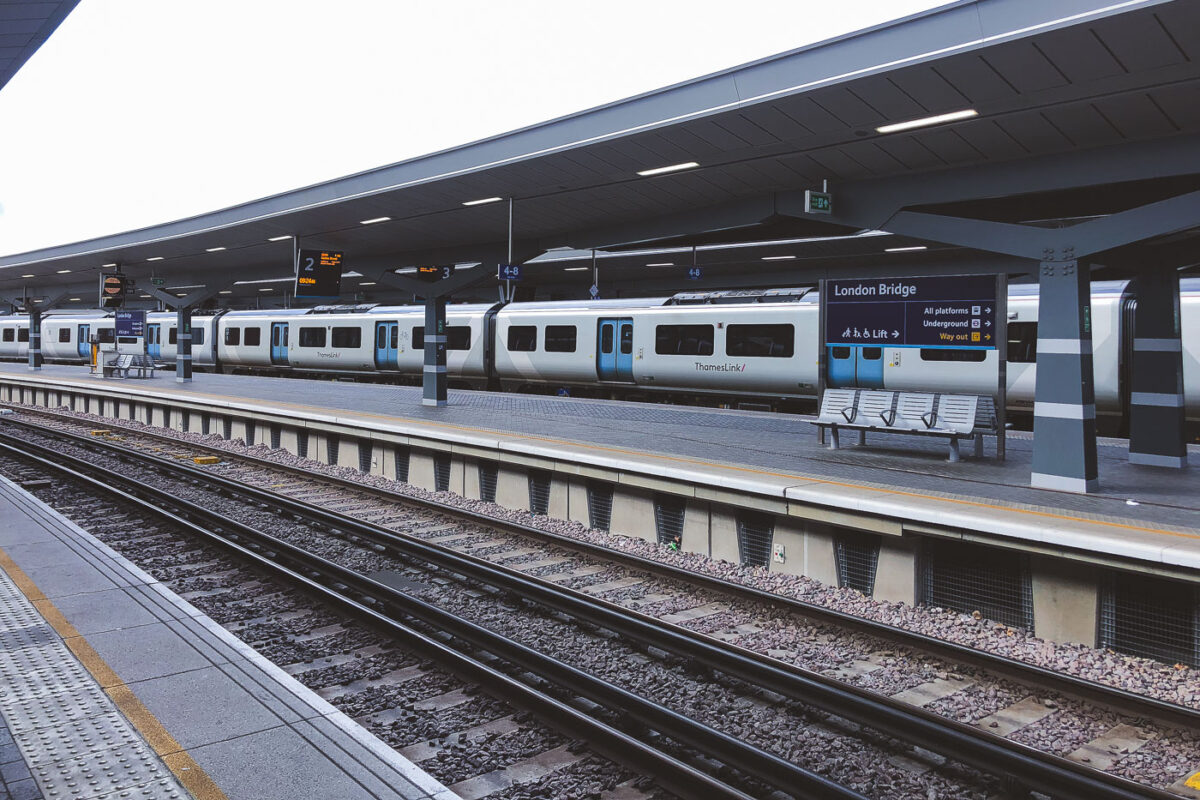 A ThamesLink train at the London Bridge station in April 2019.