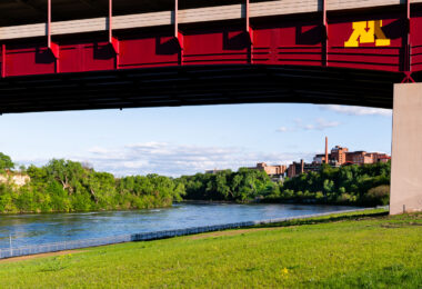 Bridge over the Mississippi on the camous of the University of Minnesota, Twin Cities.