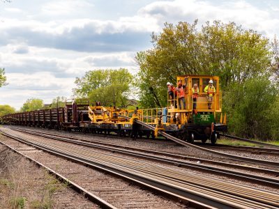 Rail Loader Crew Works on the Southwest LRT Line in St. Louis Park