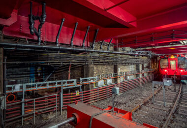 Train at Baker Street Underground Station