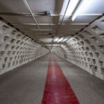 The inside of the Clapham North World War II air raid shelter in London