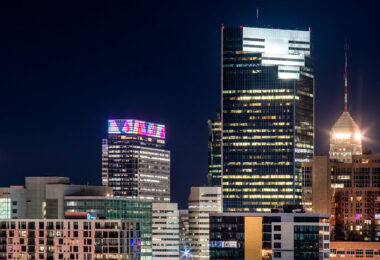 Campbell Mithun Tower on the right and Target's world headquarters on the left.