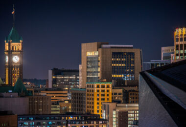 The Minneapolis City Hall Clock Tower in downtown Minneapolis.