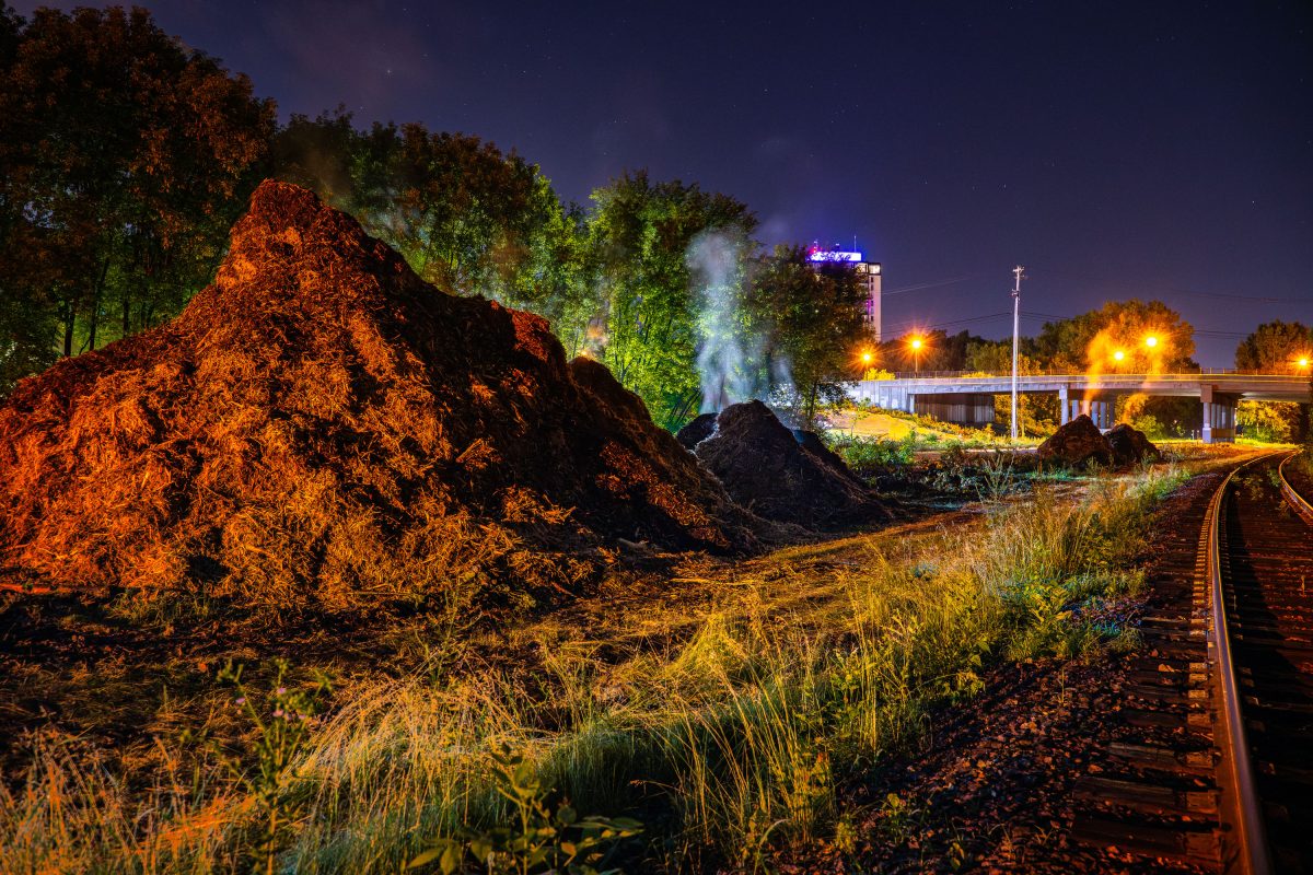 Steaming Mulch on Midtown Greenway