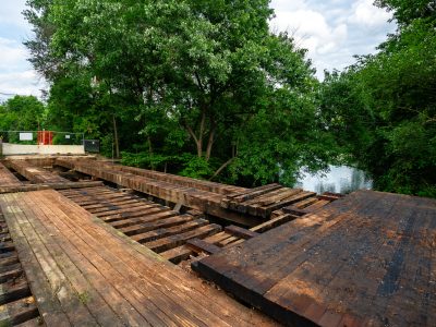 Decking Removed from the Cedar Lake Channel Bridge on the Burnham Trail