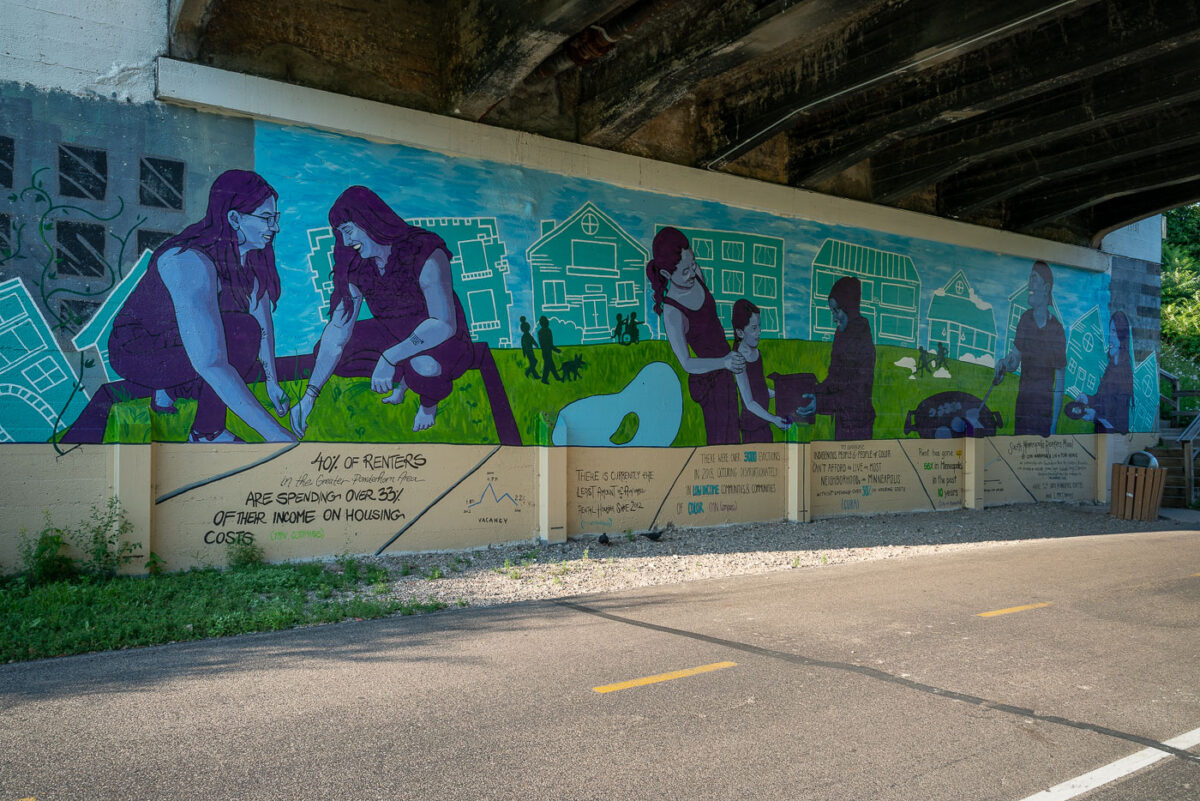 Mural by Cori Nakamura Lin, and Tori Hong on the Midtown Greenway in South Minneapolis.