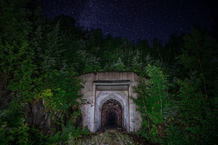 Cramer Tunnel Entrance, Cramer Minnesota 1 Cramer Tunnel entrance in Cramer, Minnesota, beneath a starry night sky.