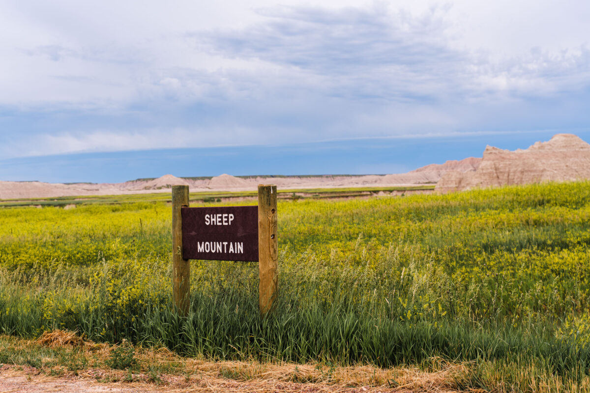 Sheep Mountain Sign, Badlands National Park, South Dakota