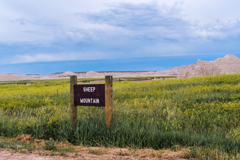 Sheep Mountain sign in South Dakota 3 Sheep Mountain in South Dakota near the Badlands National Park.