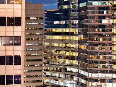Glass and Glow of Downtown Minneapolis Office Towers