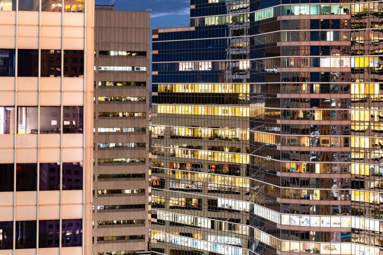 Buildings of Downtown Minneapolis at night 2