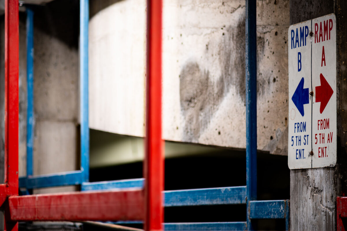 Ramp B and Ramp A sign in Minneapolis