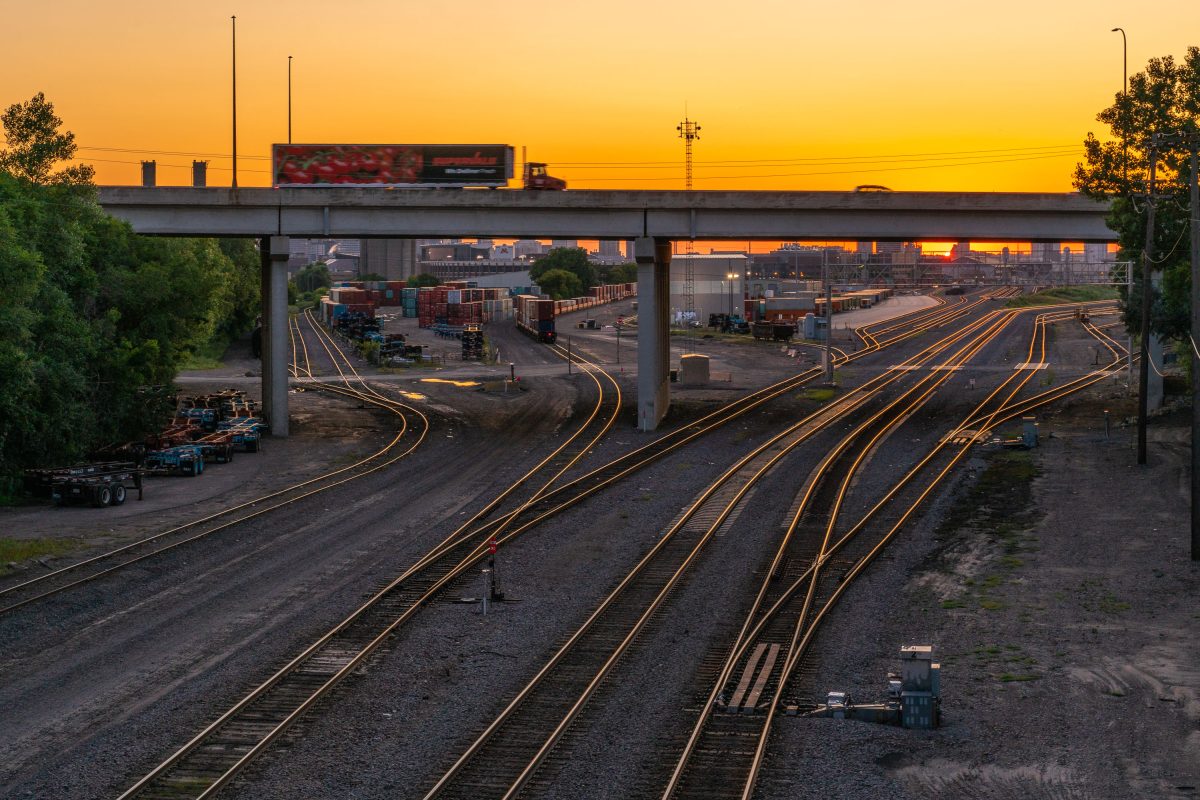 University of Minnesota Transitway rail yard view