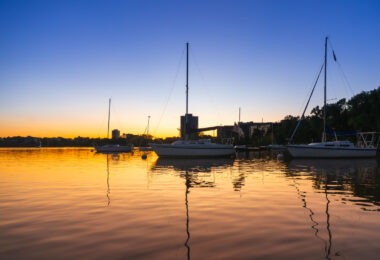 Sunset over Bde Maka Ska in Minneapolis, MN. Formerly named Lake Calhoun.