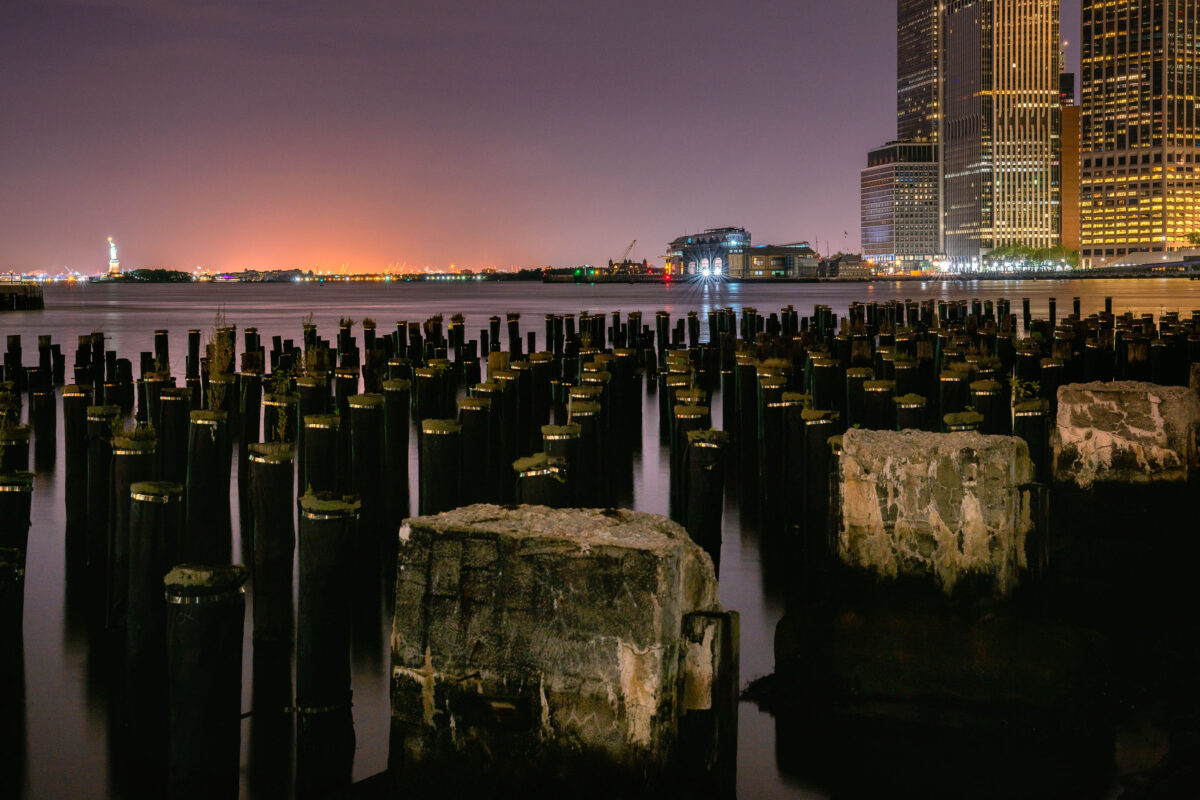 East River Piers at Night, New York City