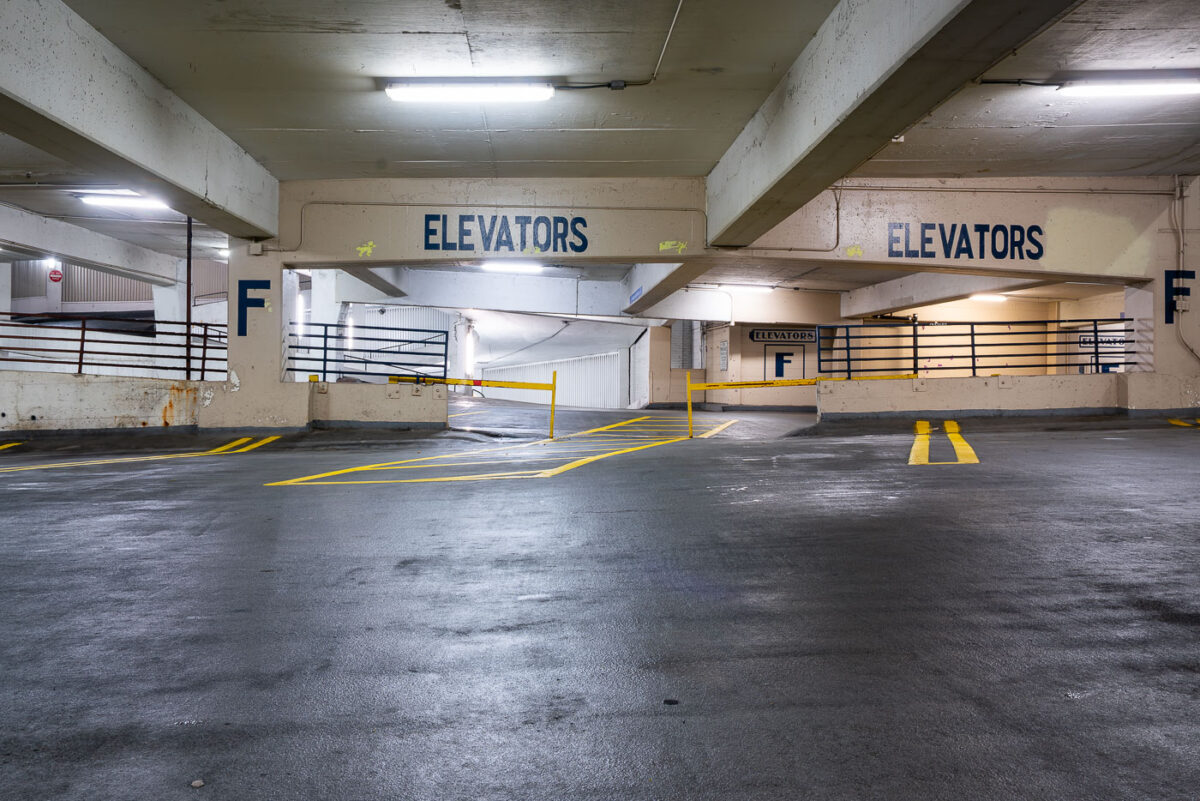 A multilevel parking garage in downtown Minneapolis.