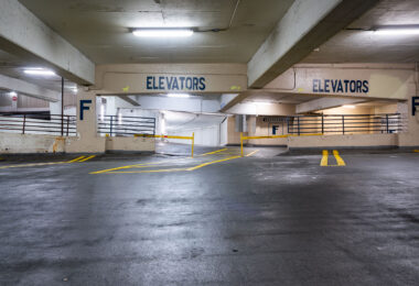 A multilevel parking garage in downtown Minneapolis.