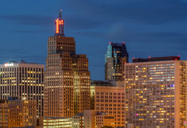 The First National Bank Building shown in Downtown Minneapolis.
