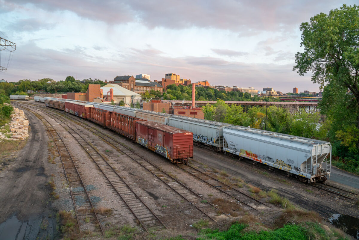 Freight trains and University Southeast Steam Plant
