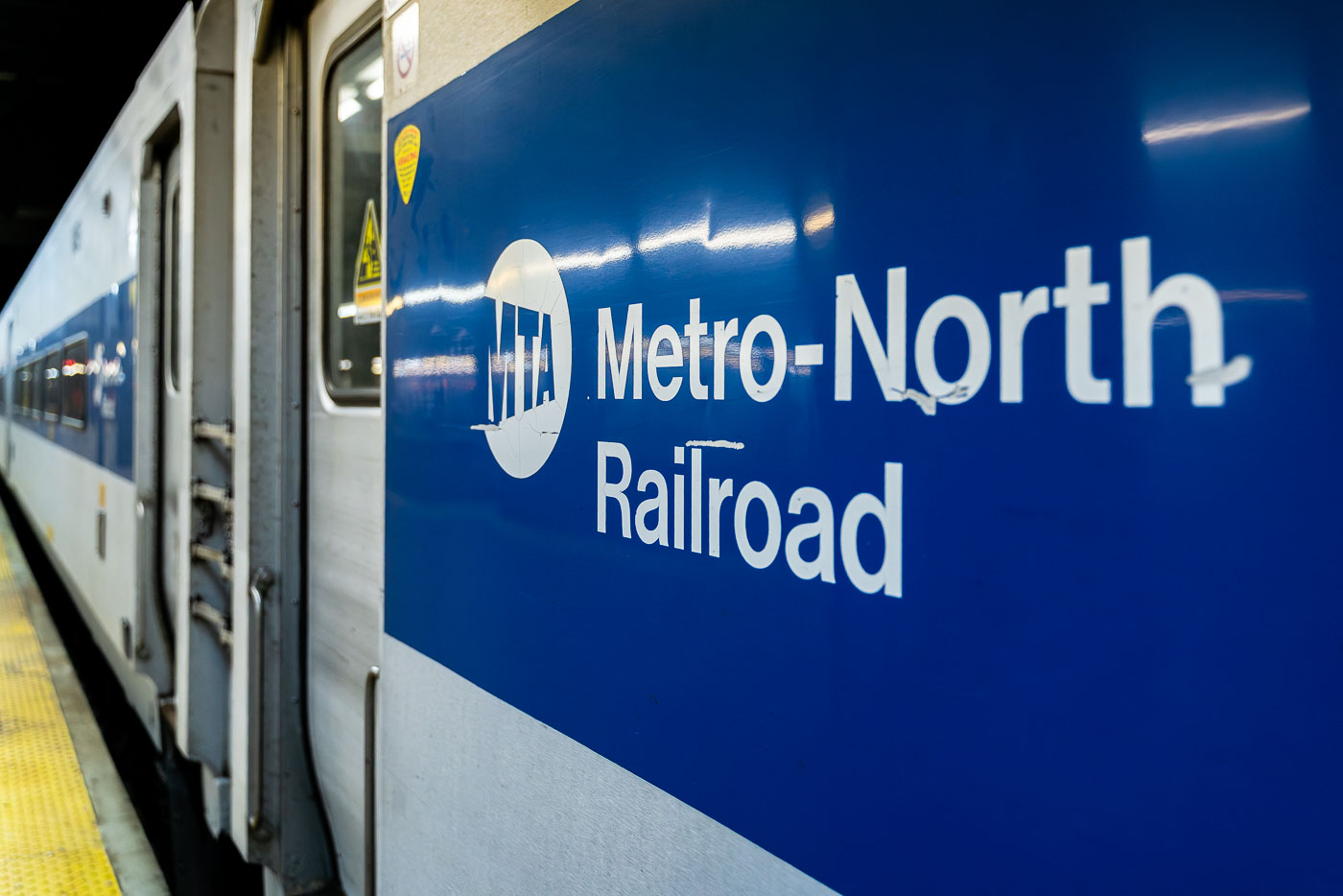 Metro North Railroad logo on a train