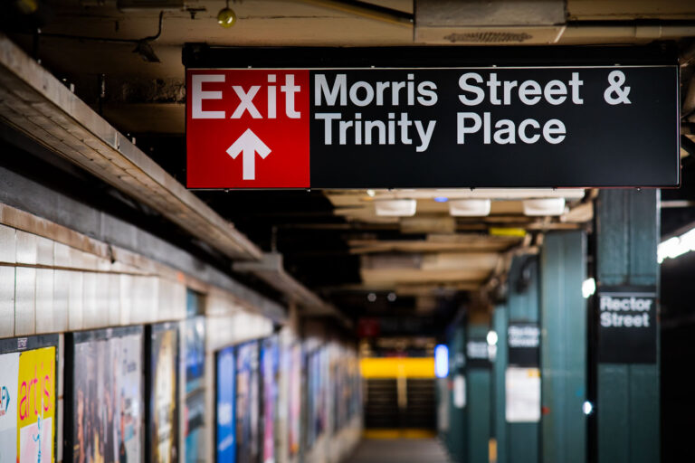 MTA Rector Street Signage 1 Rector Street subway station in Manhattan New York City.