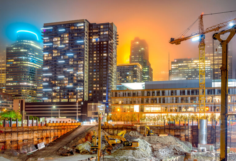 RBC Gateway Construction Foggy Minneapolis 2 RBC Gateway tower under construction in Minneapolis on foggy night