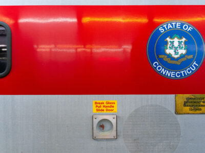 State of Connecticut Seal on Metro-North Train