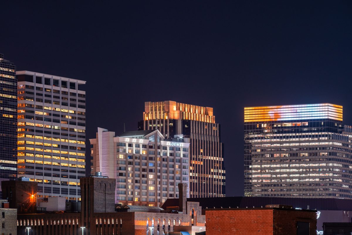 The Lofton Hotel in Downtown Minneapolis at night