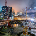 A tower crane at the site of the new RBC Gateway development in Downtown Minneapolis.