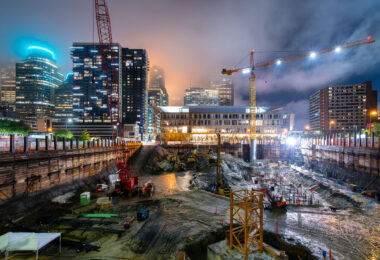 A tower crane at the site of the new RBC Gateway development in Downtown Minneapolis.