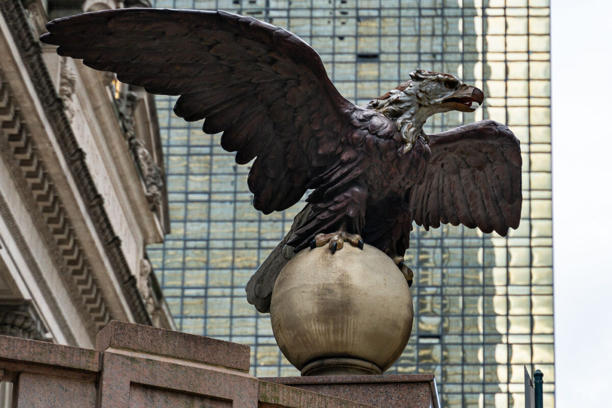 A Vanderbilt Eagle watches over Grand Central Station in New York City.